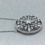 GAS Vintage Estate 18k White Gold 3.55ctw Diamond Snowflake 19" Necklace