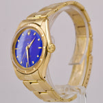 VINTAGE 1950's Rolex Oyster Perpetual Blue CLOISONNE 34mm 14K Gold 6085 Watch