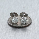 Modern 14k White Gold 1.98ctw Diamond Stud Earrings