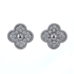 Modern 18k White Gold 2ctw Diamond Flower Clip-On Earrings