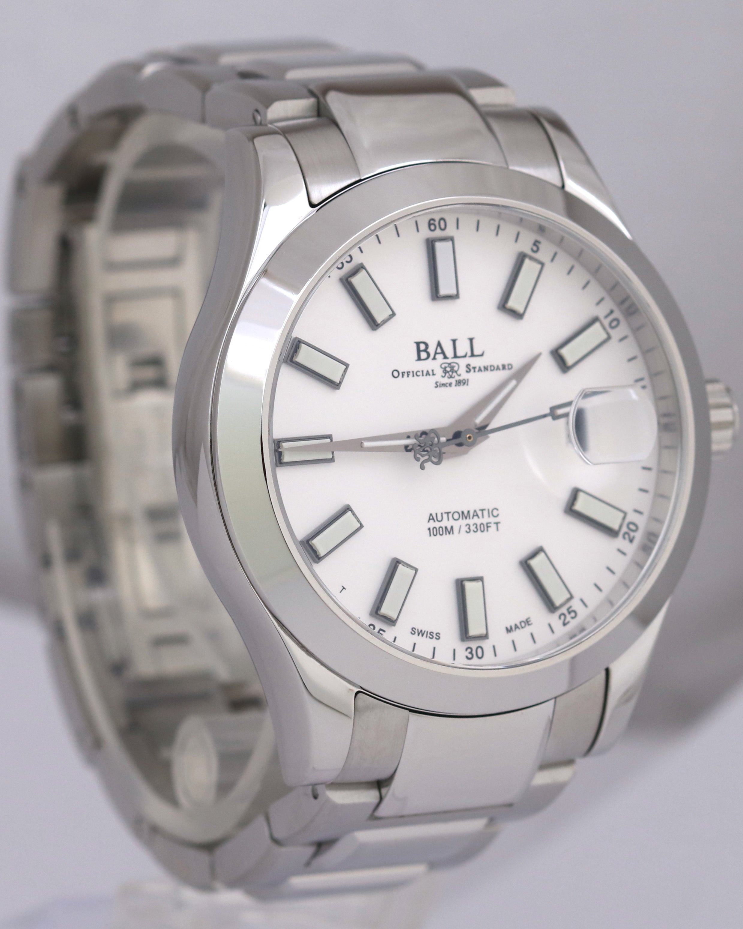 MINT Ball Engineer III Marvelight 40mm White Steel Anti-Magnetic NM9026C Watch
