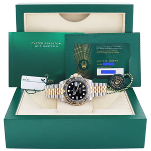 2023 NEW PAPERS Rolex GMT Master Gold Two Tone Jubilee Black 126713 GRNR Watch