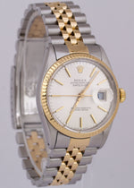 Rolex DateJust 36mm SILVER 18K Yellow Gold Fluted Stainless Steel JUBILEE 16013