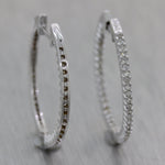 Modern 18k White Gold 0.40ctw Diamond In & Out Hoop Earrings