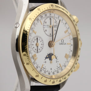 Omega Speedmaster Triple Date Moonphase Two Tone Yellow Gold Steel 175.0034 39mm