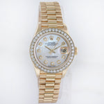 MOP Pearl Diamond Ladies Rolex DateJust President 26mm 69178 Yellow Gold Watch Box