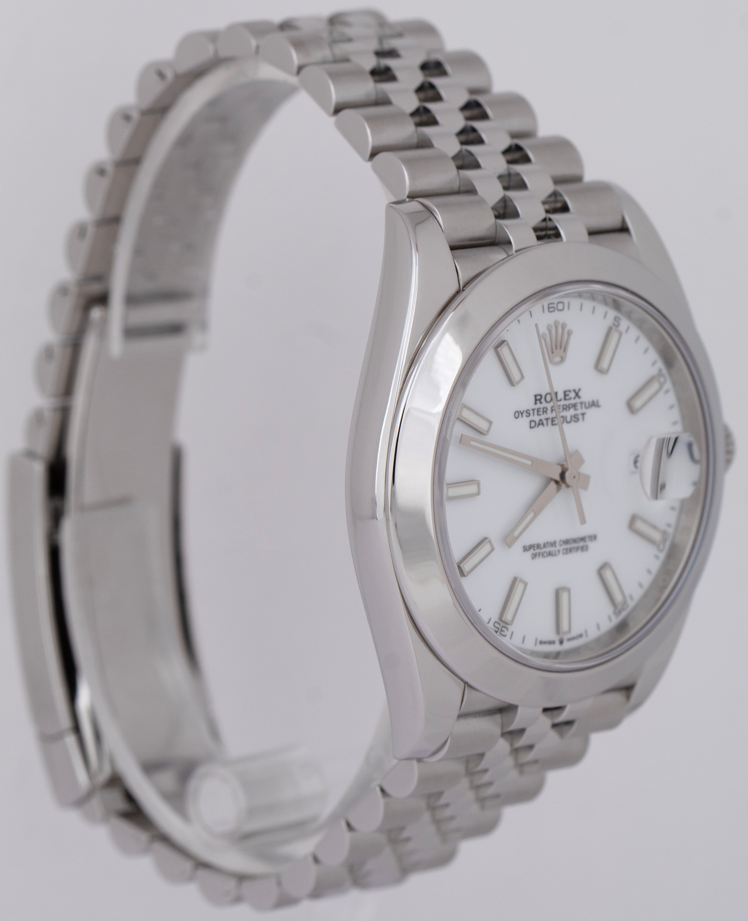 MINT Rolex DateJust 41 White Stainless Steel 41mm Automatic JUBILEE Watch 126300