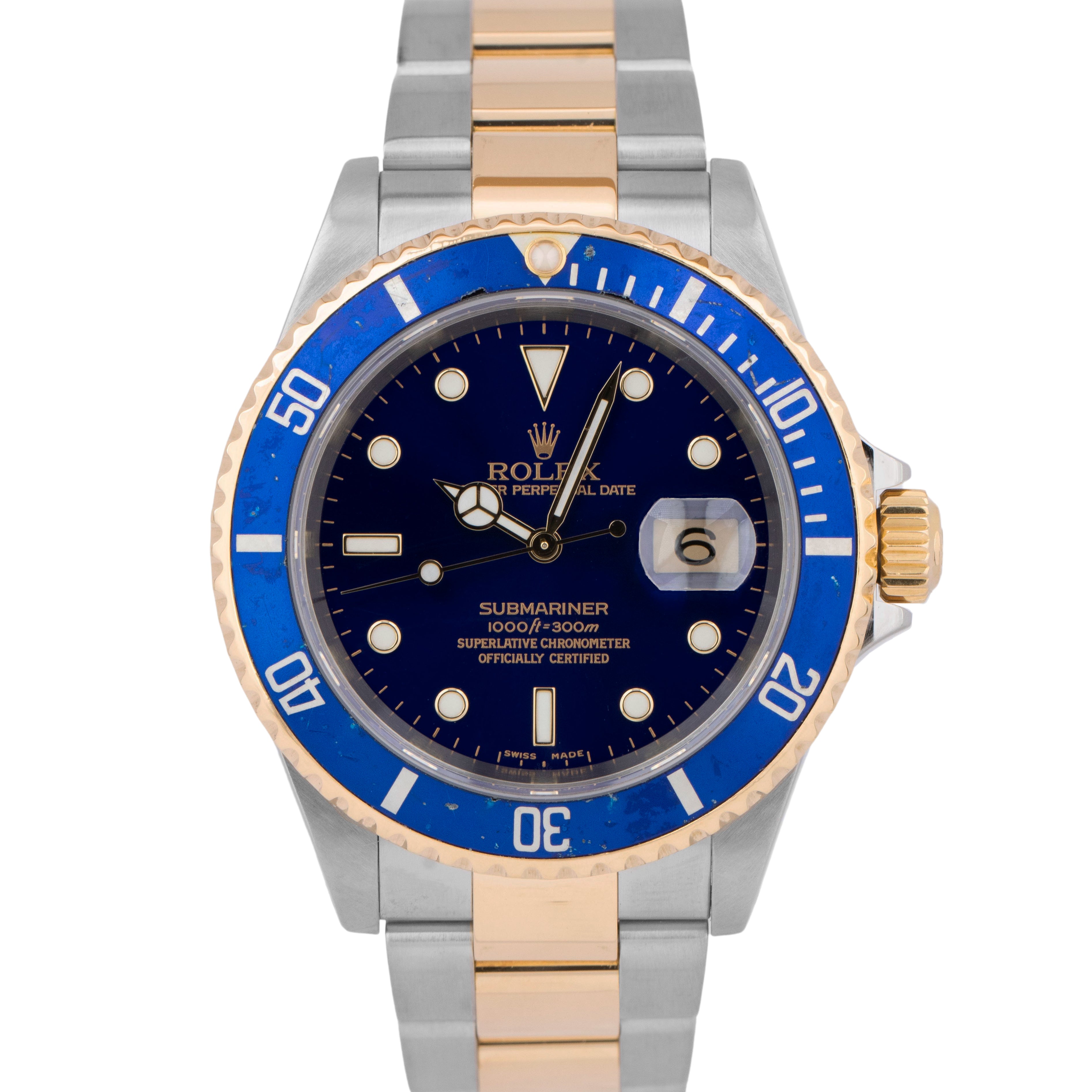 Rolex Submariner Two-Tone 18K Yellow Gold Buckle Steel Blue 40mm