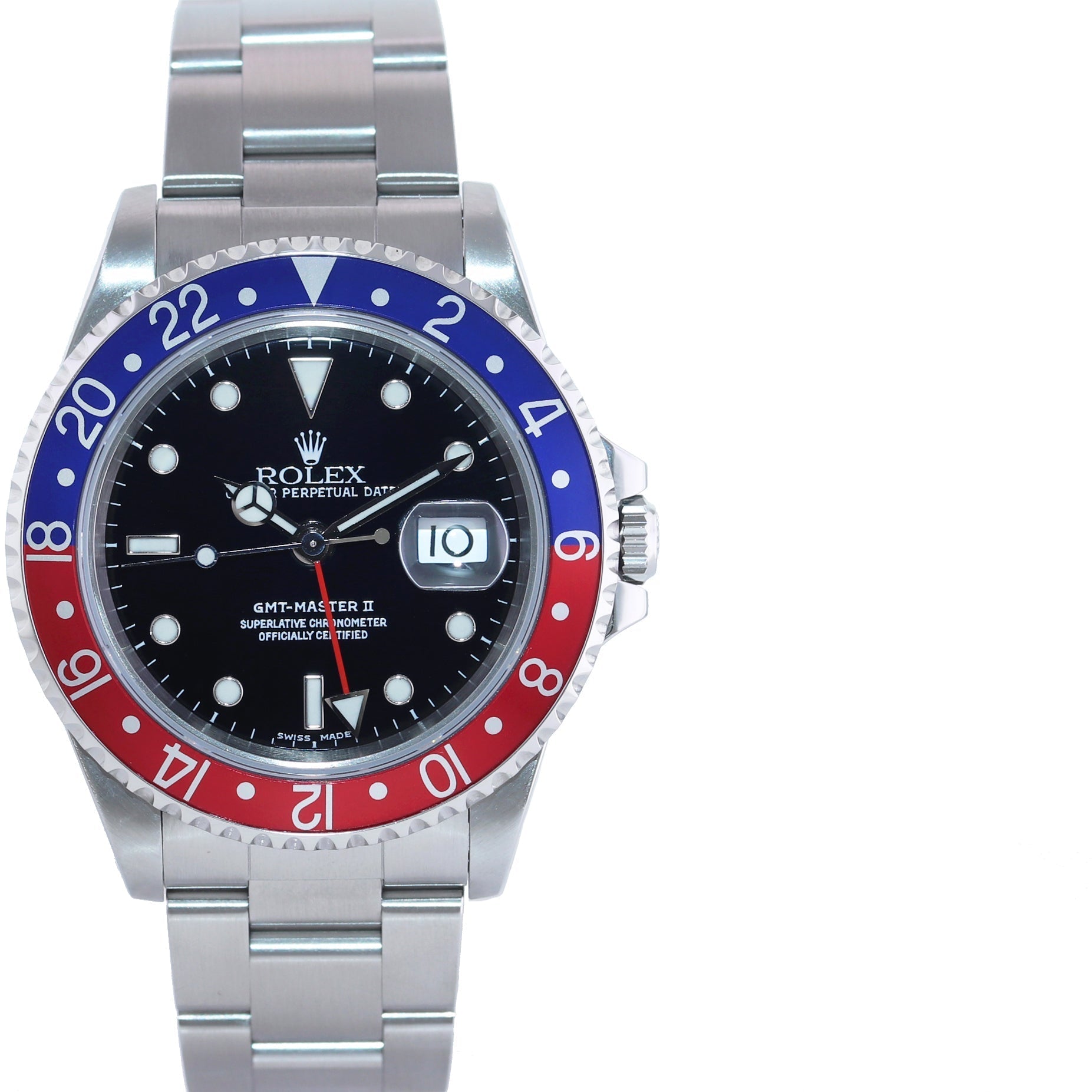 MINT 2002 Rolex GMT-Master 2 II Pepsi Blue Red Steel  16710 40mm Watch Box