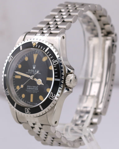 VINTAGE 1968 Rolex Submariner FOUR LINE Steel YELLOW PATINA 40mm JUBILEE 5512