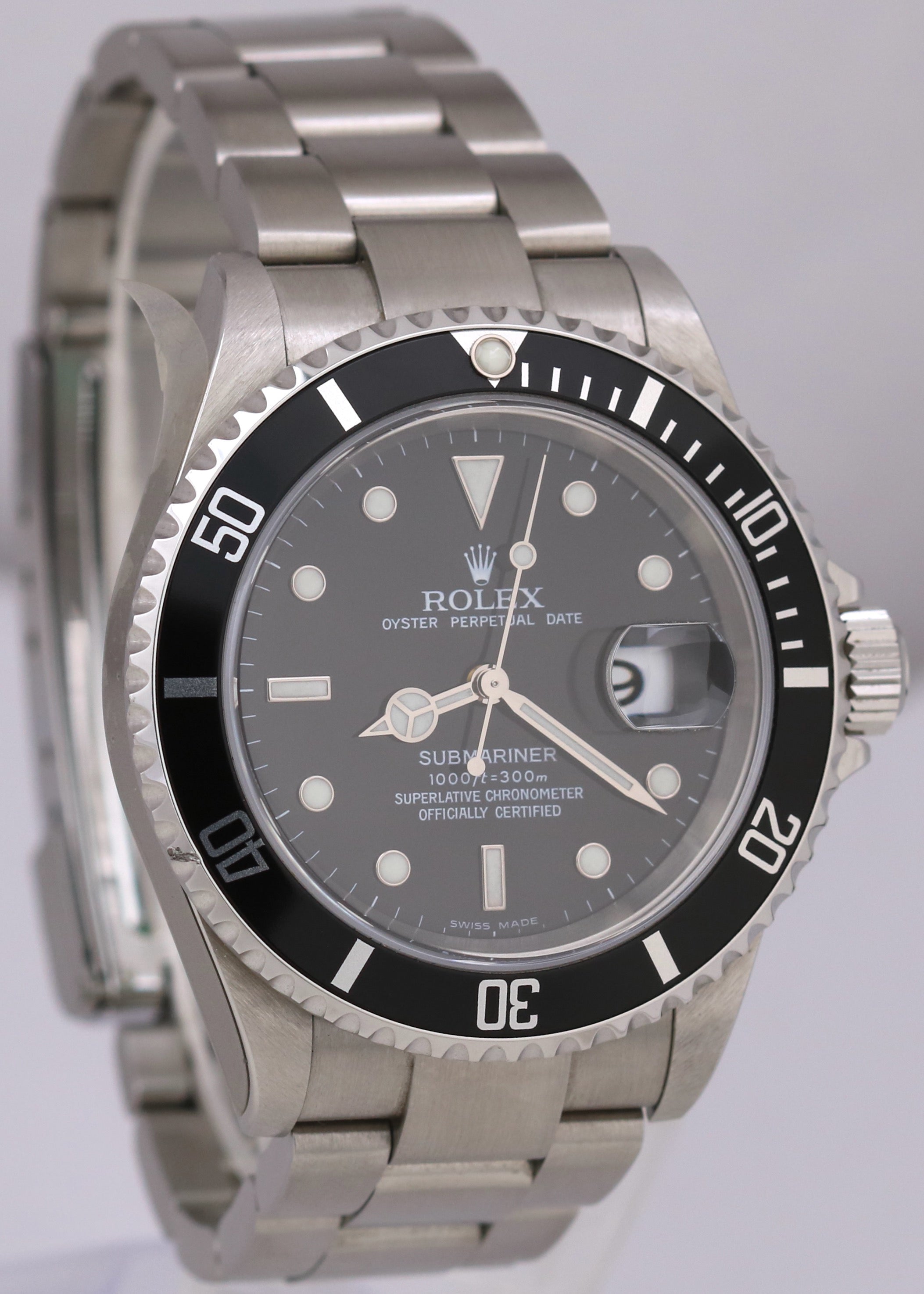 NOS UNWORN Rolex Submariner Date Stainless Steel PAPERS 40mm 16610 Watch BOX
