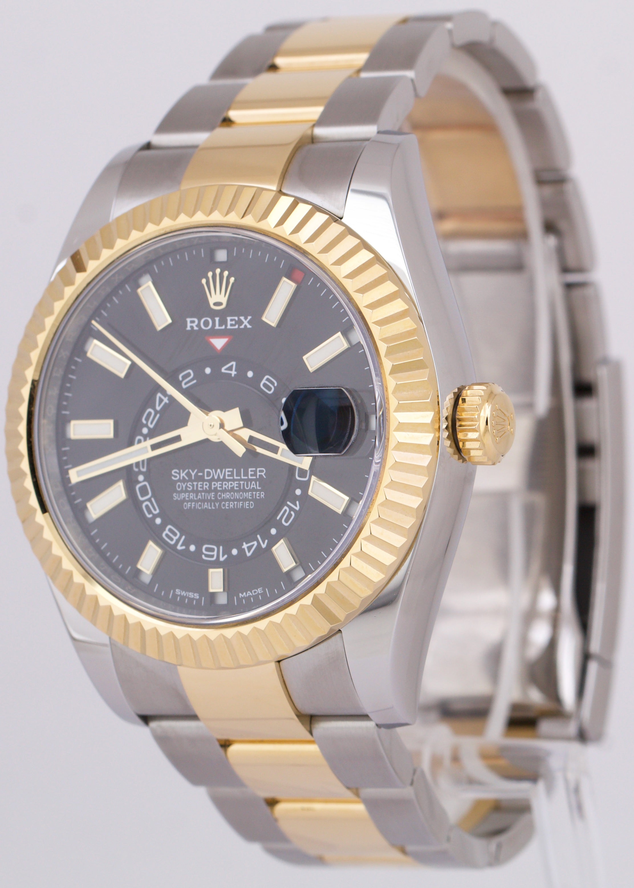 MINT PAPERS Rolex Sky-Dweller Black 18K Yellow Gold 42mm Oyster Date 326933 BOX