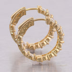14k Yellow Gold 3.98ctw Diamond In & Out Hoop Earrings