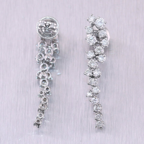 14k White Gold 2.02ctw Diamond Dangle Bridal Earrings