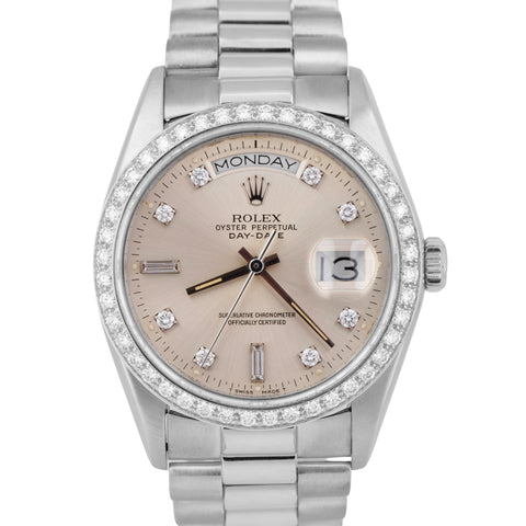 Rolex Day-Date President FACTORY DIAMOND Bezel 36mm 950 Platinum Watch 18046 A