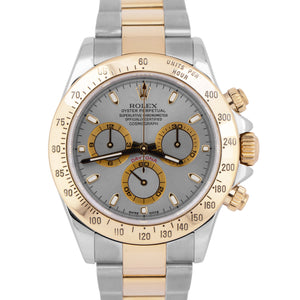 Rolex Daytona Cosmograph SLATE Rhodium 18K Yellow Gold Stainless Watch 116523
