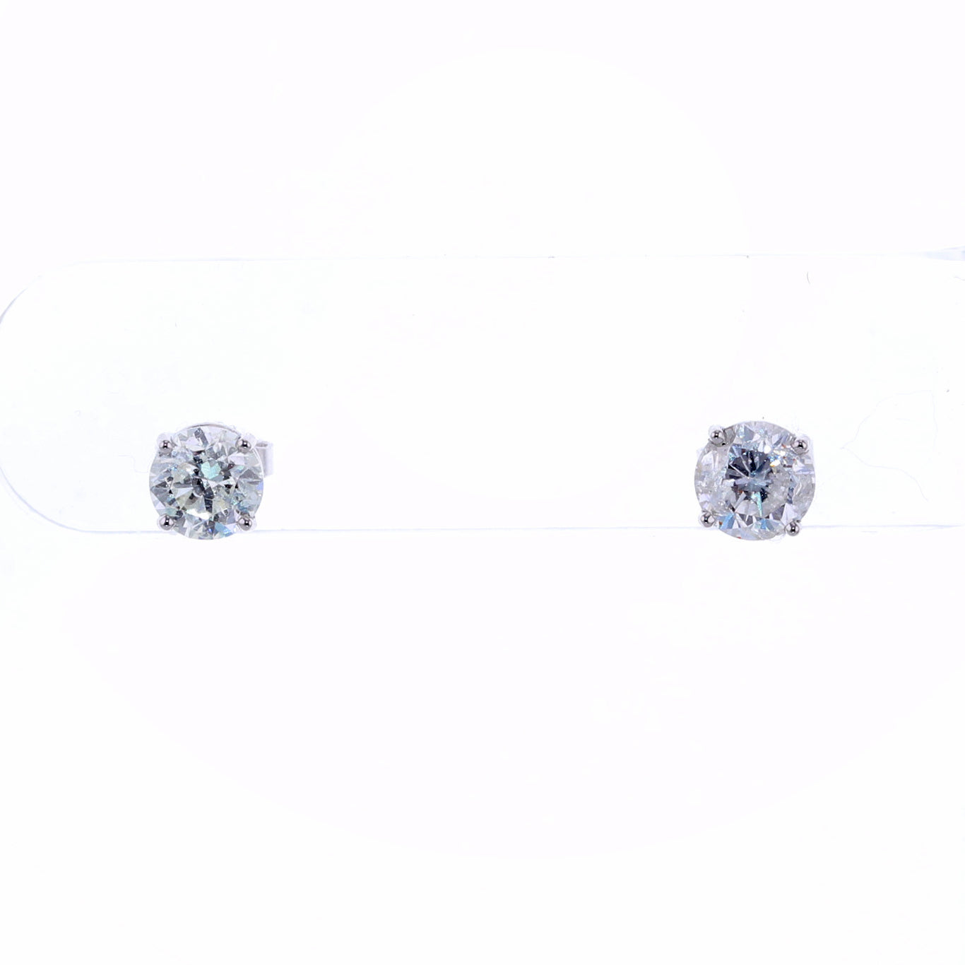 Modern 14k White Gold 2.21ctw G-H SI2 Diamond Stud Earrings