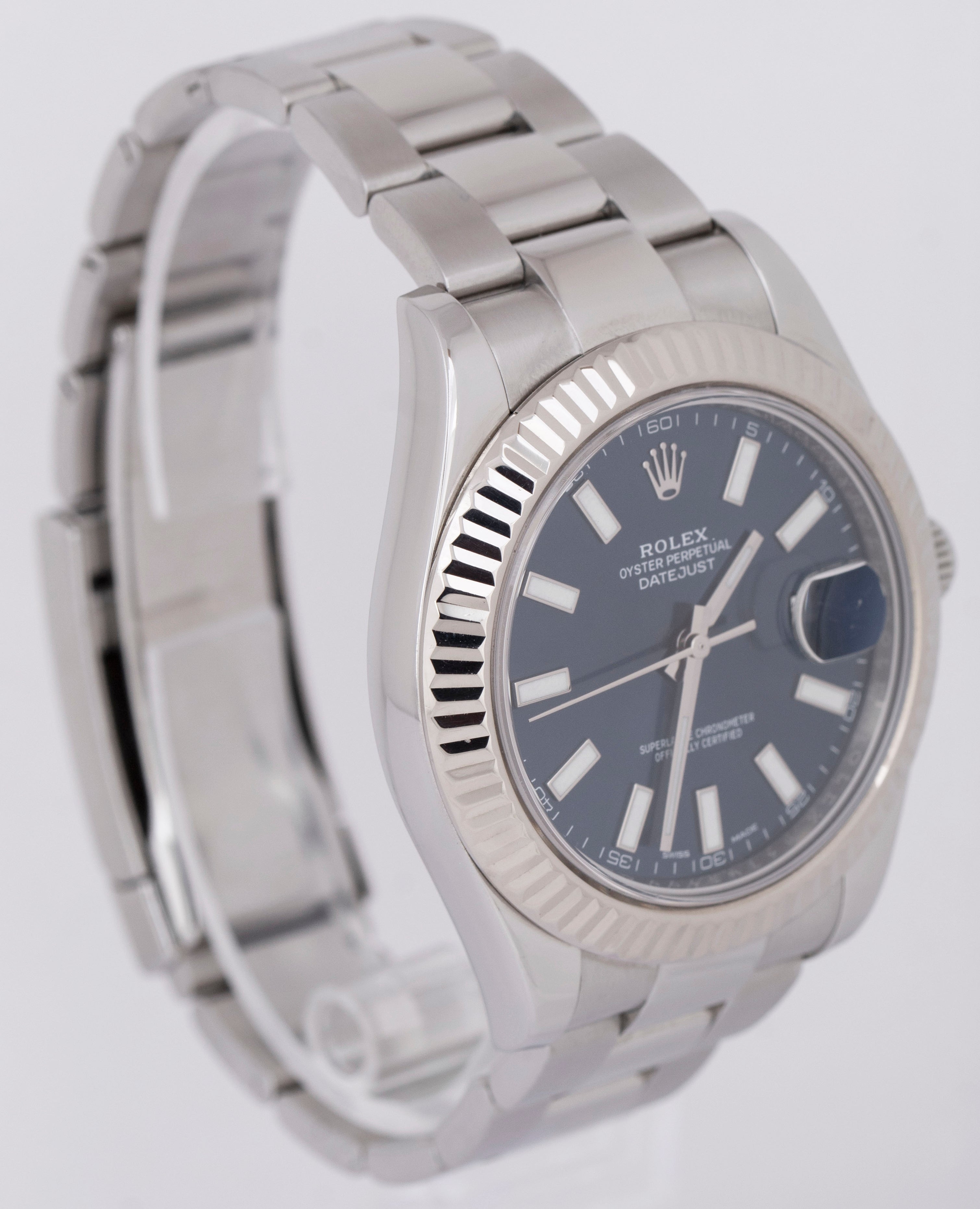 MINT 2016 PAPERS Rolex DateJust II 2 Blue 18K Fluted 41mm Steel Watch 116334 BOX