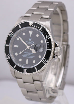 PAPERS Rolex Submariner Date Stainless Steel Black NO-HOLES 40mm 16610 Watch BOX