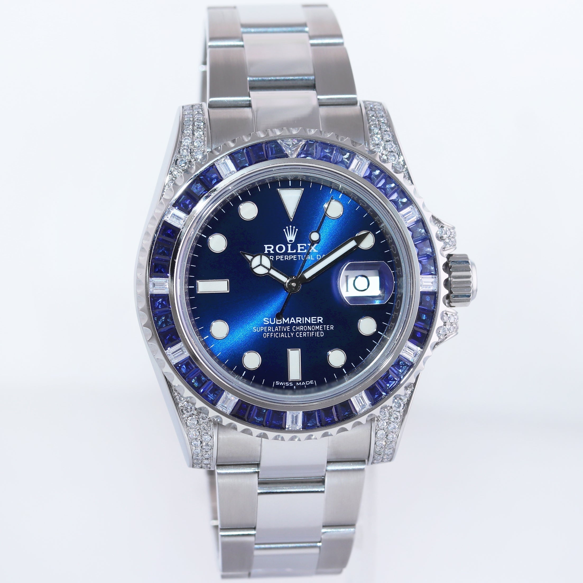 2015 MINT Rolex Submariner Date 116610 Diamond Sapphire Steel Blue Ceramic Watch