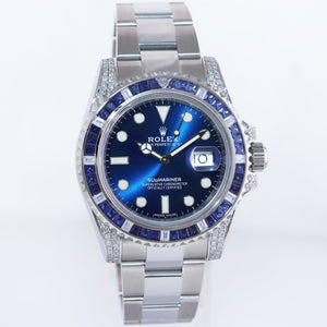 2015 MINT Rolex Submariner Date 116610 Diamond Sapphire Steel Blue Ceramic Watch