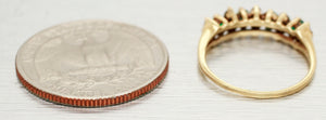Vintage 0.25ctw Emerald & Diamond Band Ring - 14k Yellow Gold - Size 6
