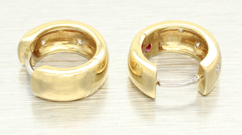 Modern 0.15ctw Diamond Spotted Huggie Hoop Earrings in 18k Yellow Gold | 1/2"
