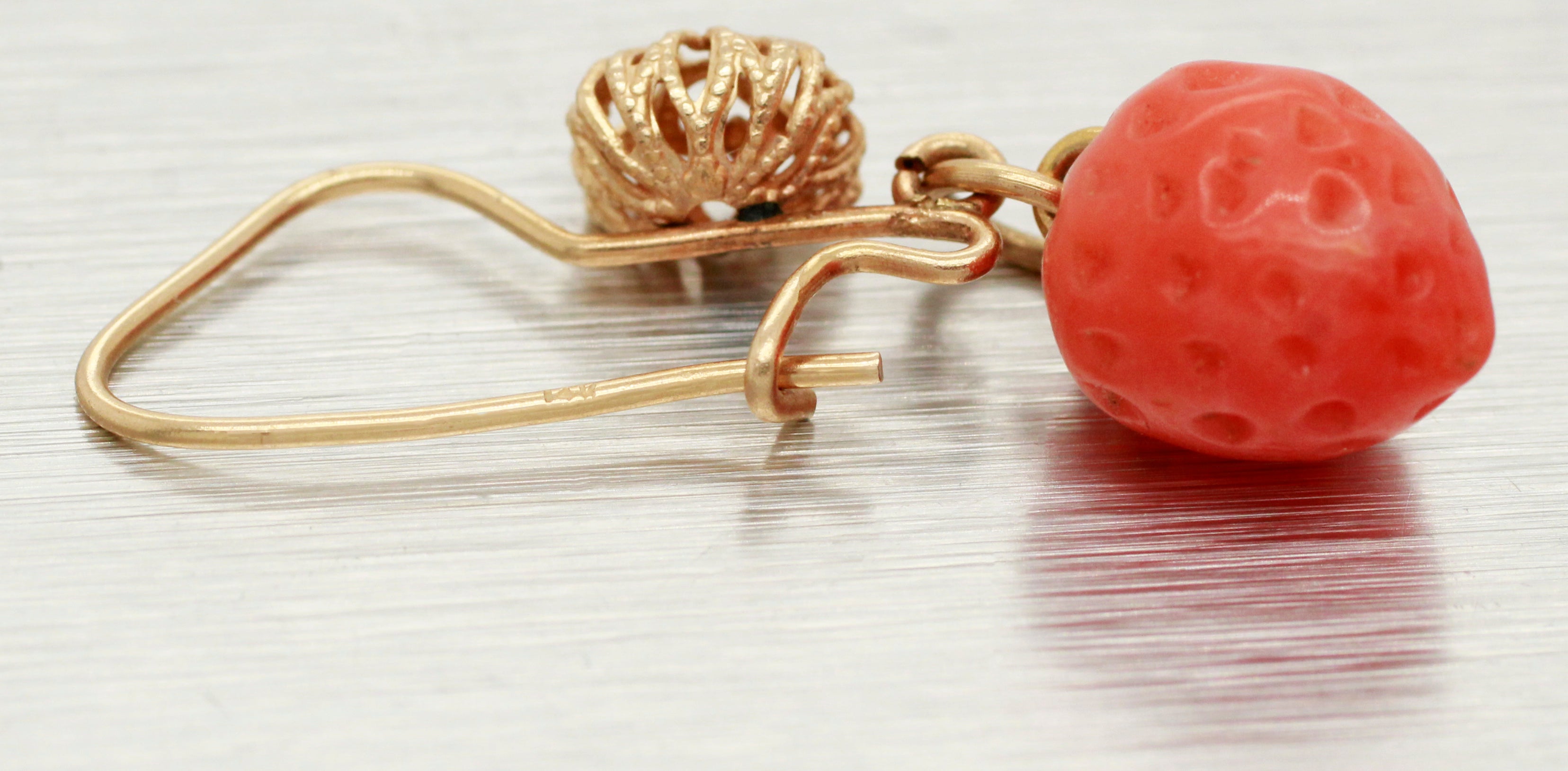 Vintage Coral Grape Gold Gilt Drop Earrings | Art Deco | 990915 |  Sellingantiques.co.uk