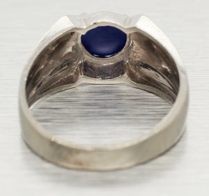 Modern Solitaire 1.40ct Blue Star Sapphire Ring - 14k White Gold - Size 9