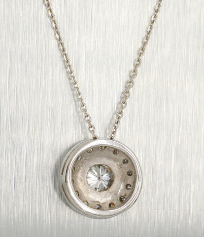 Vintage 1.00ctw Diamond Halo Circle Pendant - 14k White Gold - 16" Necklace