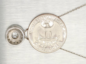 Vintage 1.00ctw Diamond Halo Circle Pendant - 14k White Gold - 16" Necklace