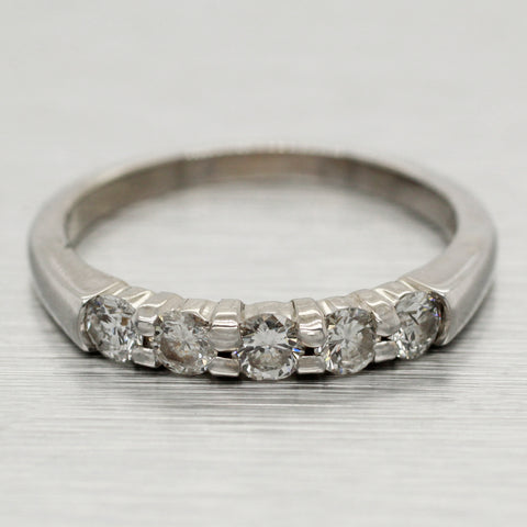 Vintage 0.50ctw Five Diamond Wedding Band Ring - 14k White Gold | Size 7