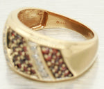 Vintage 0.23ctw Orange Diamond & White Diamond Pave Band Ring - 14k Yellow Gold