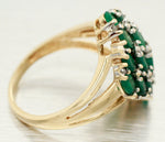 Vintage 1.50ctw Emerald & Diamond Rhombus Cocktail Ring - 14k Yellow Gold