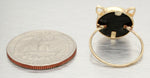 Antique Art Deco Black Cat Ring - Onyx & Diamond in 14k Yellow Gold - Size 6.50