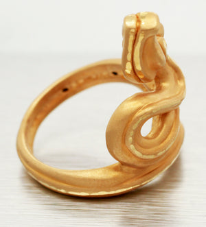 Vintage Men's 14k Yellow Gold Snake Ring - Matte Finish - Size 9.25