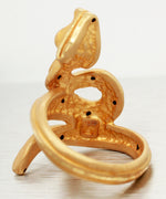Vintage Men's 14k Yellow Gold Snake Ring - Matte Finish - Size 9.25