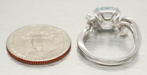 Comete 3ct Aquamarine Cocktail Ring - Diamond Accents - 18k White Gold Setting