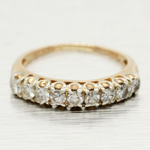 Antique Art Deco 0.45ctw Diamond Wedding Band Ring - 14k Yellow Gold - Size 4.50