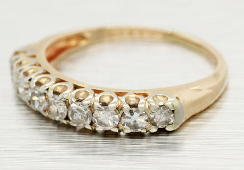 Antique 0.45ctw Diamond Wedding Band Ring - 14k Yellow Gold - Size 4.50