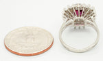 Antique Art Deco 1.20ct Rubellite & Diamond Cocktail Ring - 18k White Gold