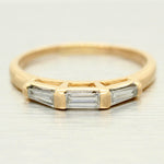Vintage 0.35ctw Three Baguette Cut Diamonds Band Ring in 14k Yellow Gold Size 7