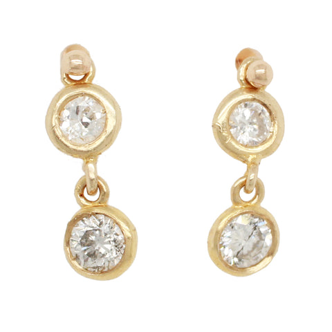 Vintage 0.40ctw Double Diamond Earrings in 14k Yellow Gold