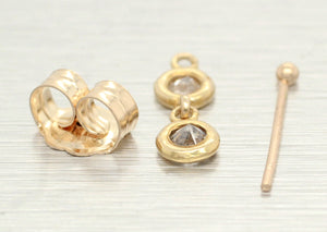 Vintage 0.40ctw Double Diamond Earrings - 14k Yellow Gold