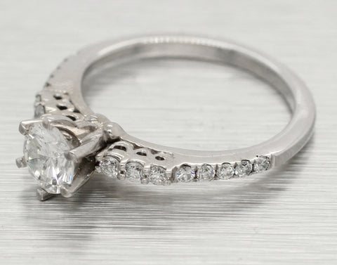 Vintage Petite 0.70ctw Diamond Engagement Ring - 14k White Gold - Size 3.75