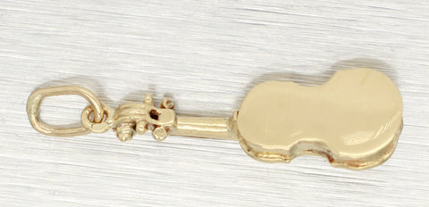 Vintage Solid 14k Yellow Gold Violin Charm Pendant - 2.1 grams - 1"