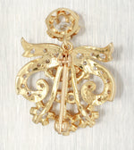 Antique Art Deco 1ctw Old Mine Cut Diamond Swirled Brooch Pin - 14k Yellow Gold