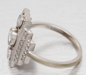 Antique Art Deco 1.40ctw Diamond Rectangular Cocktail Ring - 18k White Gold