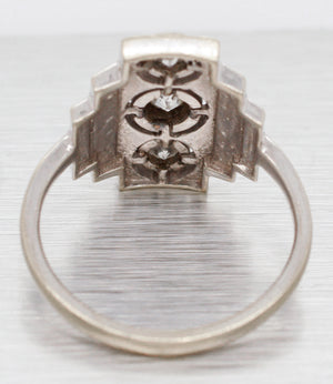 Antique Art Deco 1.40ctw Diamond Rectangular Cocktail Ring - 18k White Gold