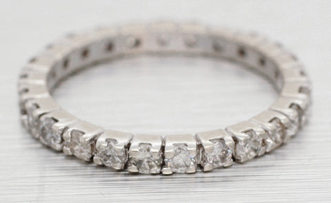Vintage 0.75ctw Diamond Eternity Band Ring in 14k White Gold | Size 5.5
